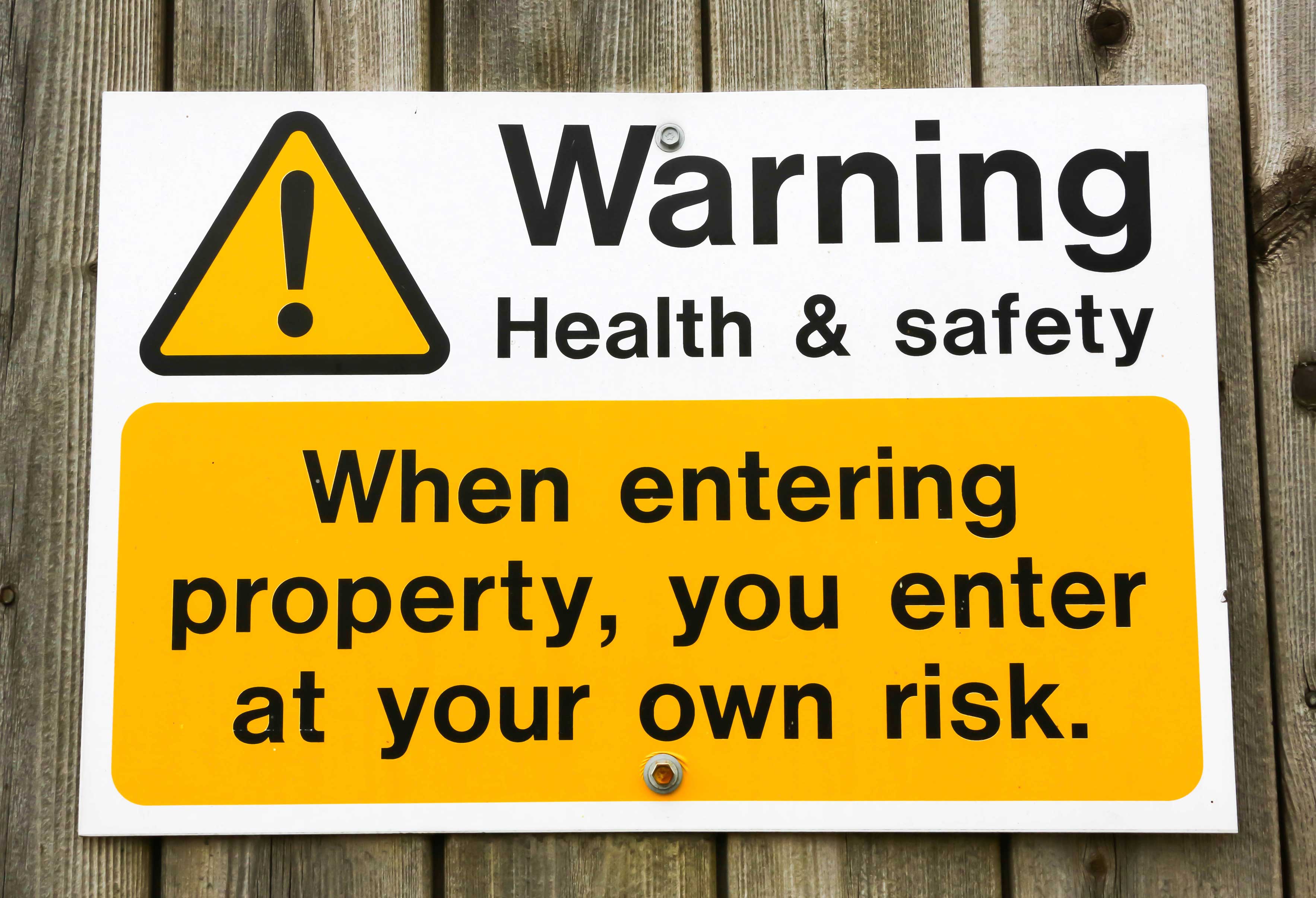 Health and safety warning sign