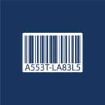 Words asset label on a barcode