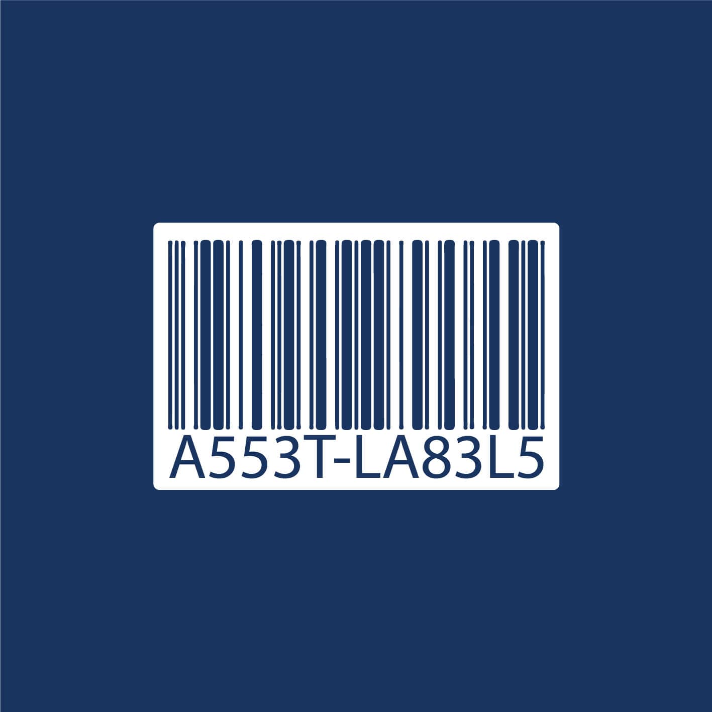 Words asset label on a barcode