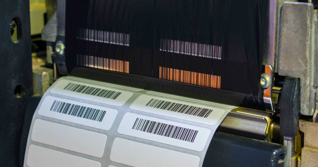 Close up of a printer printing a barcode sheet