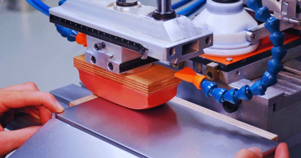 Close up of a pad printing machine