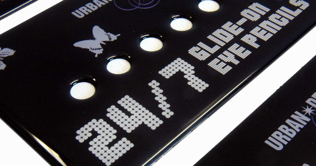 Close up image of a printed domed label